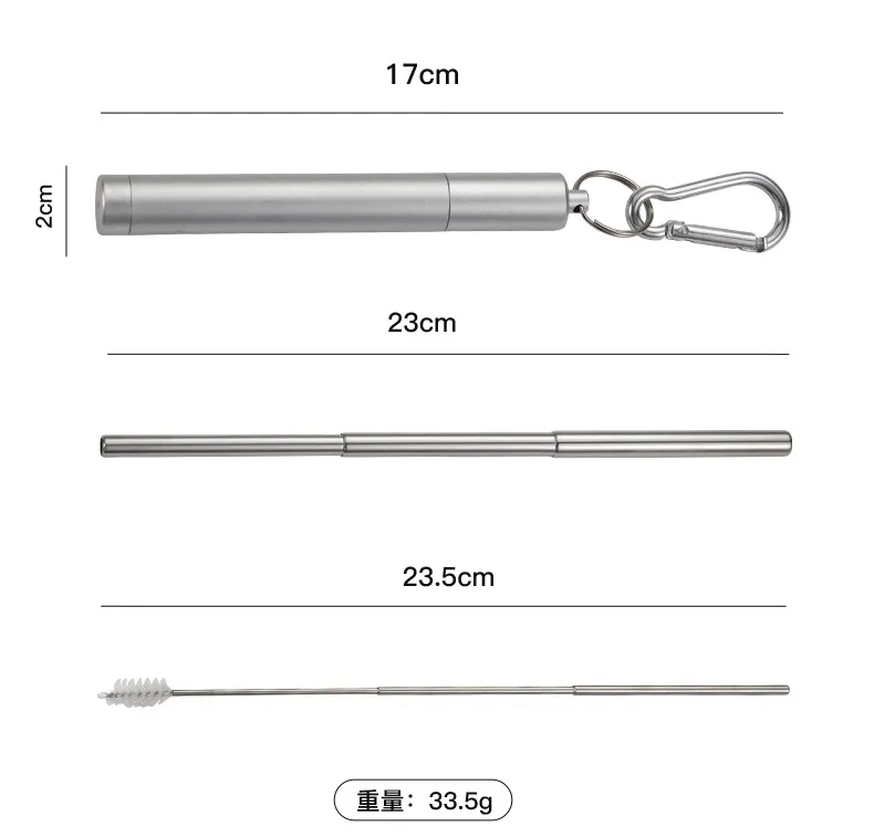 Telescopic Rreusable Straw with Cleaner