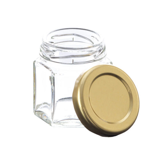 45ml Hexagon Glass Jar with Gold Lid