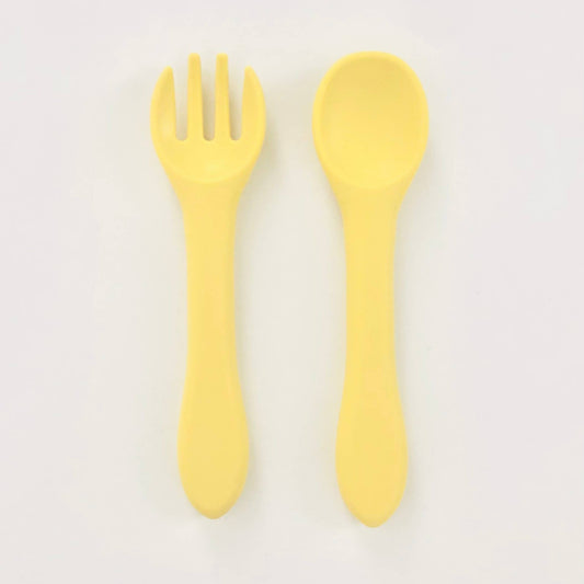 Silicone Toddler Starter Utensils Spoon and Fork Set