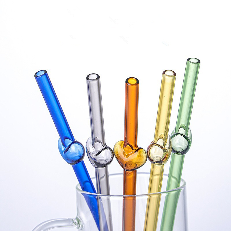 Glass Heart Straw - Straight