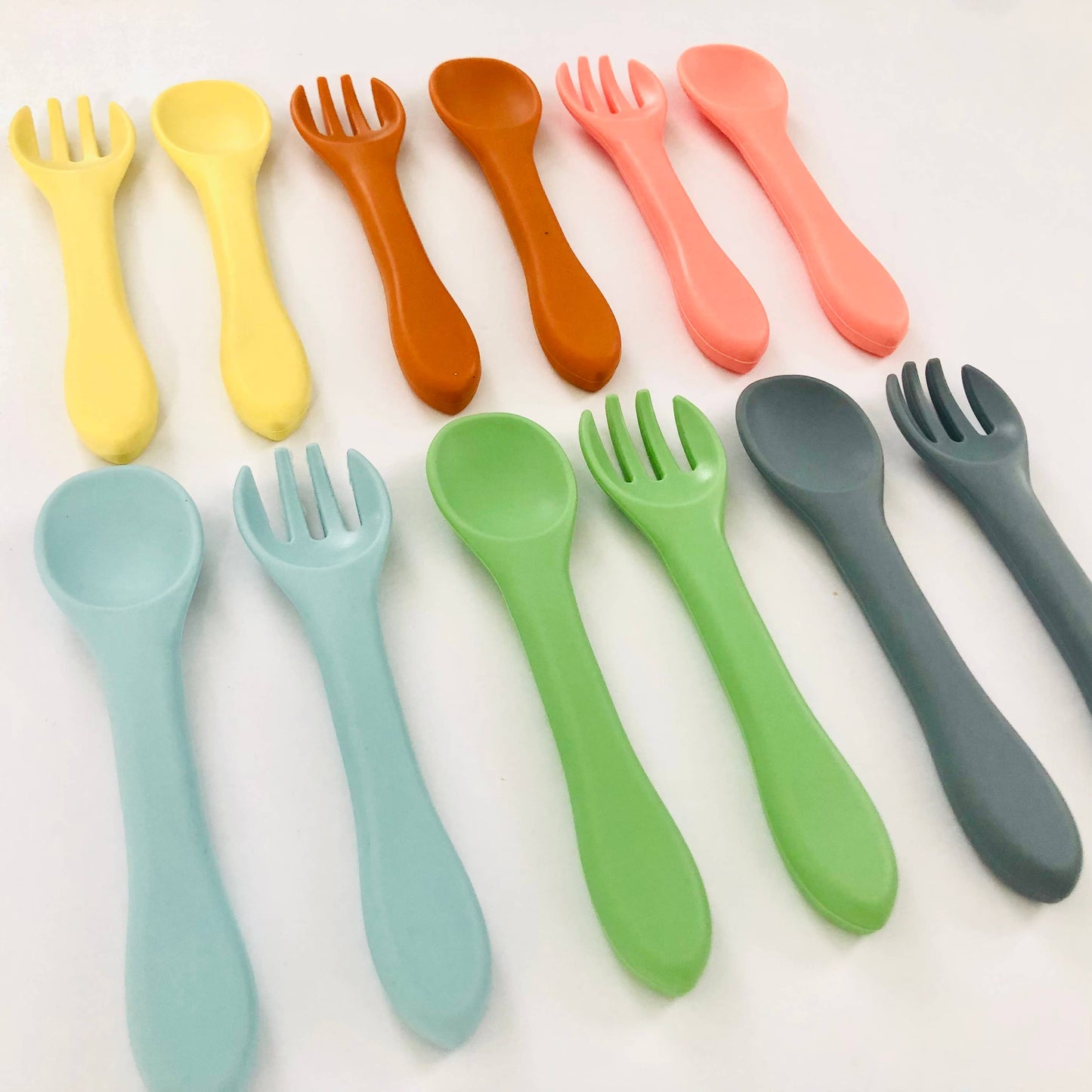 Silicone Toddler Starter Utensils Spoon and Fork Set