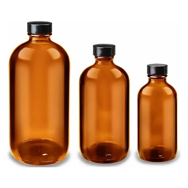 Amber Glass Boston Round Bottle