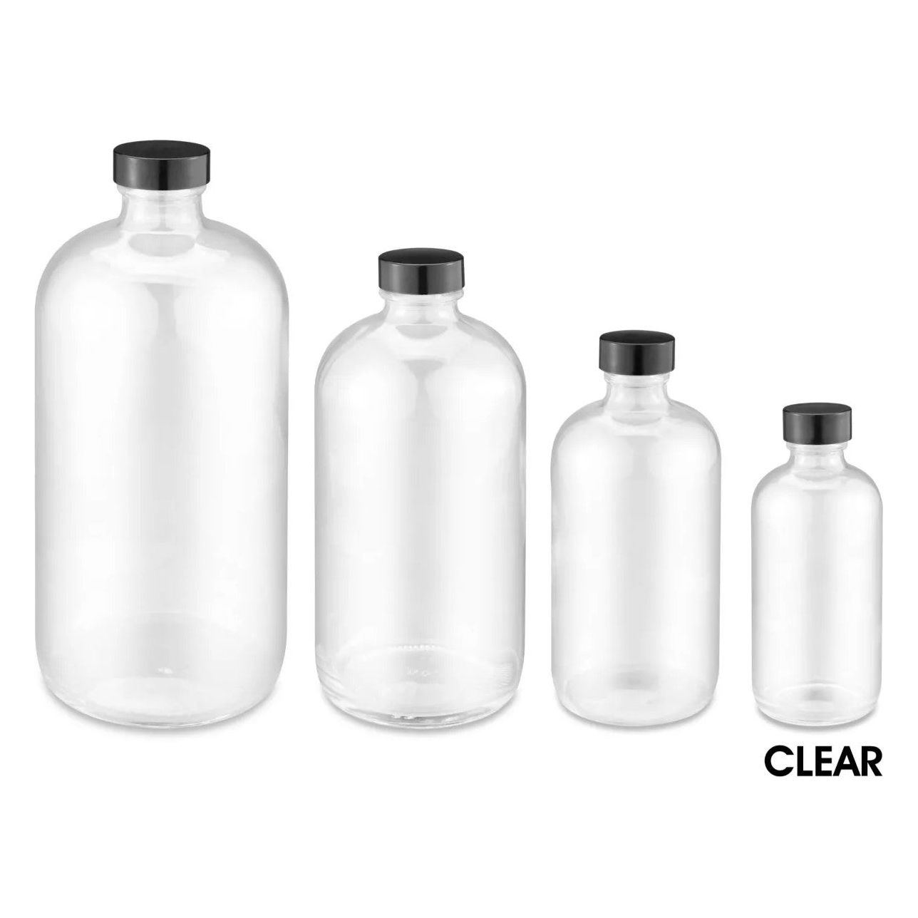Clear Glass Boston Round Bottle
