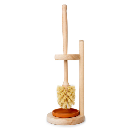 Wooden Toilet Brush with Stand & Drip Tray