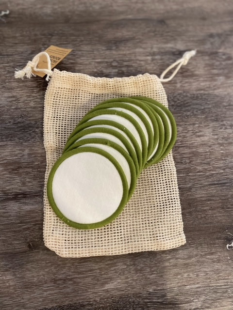 Reusable Organic Cotton Facial Rounds with Laundry Bag