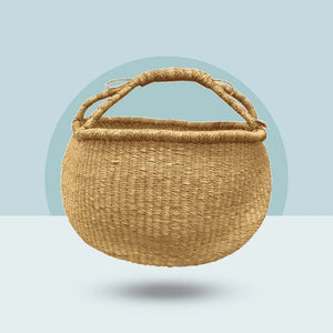 Round Natural Bolga Basket (Vegan)