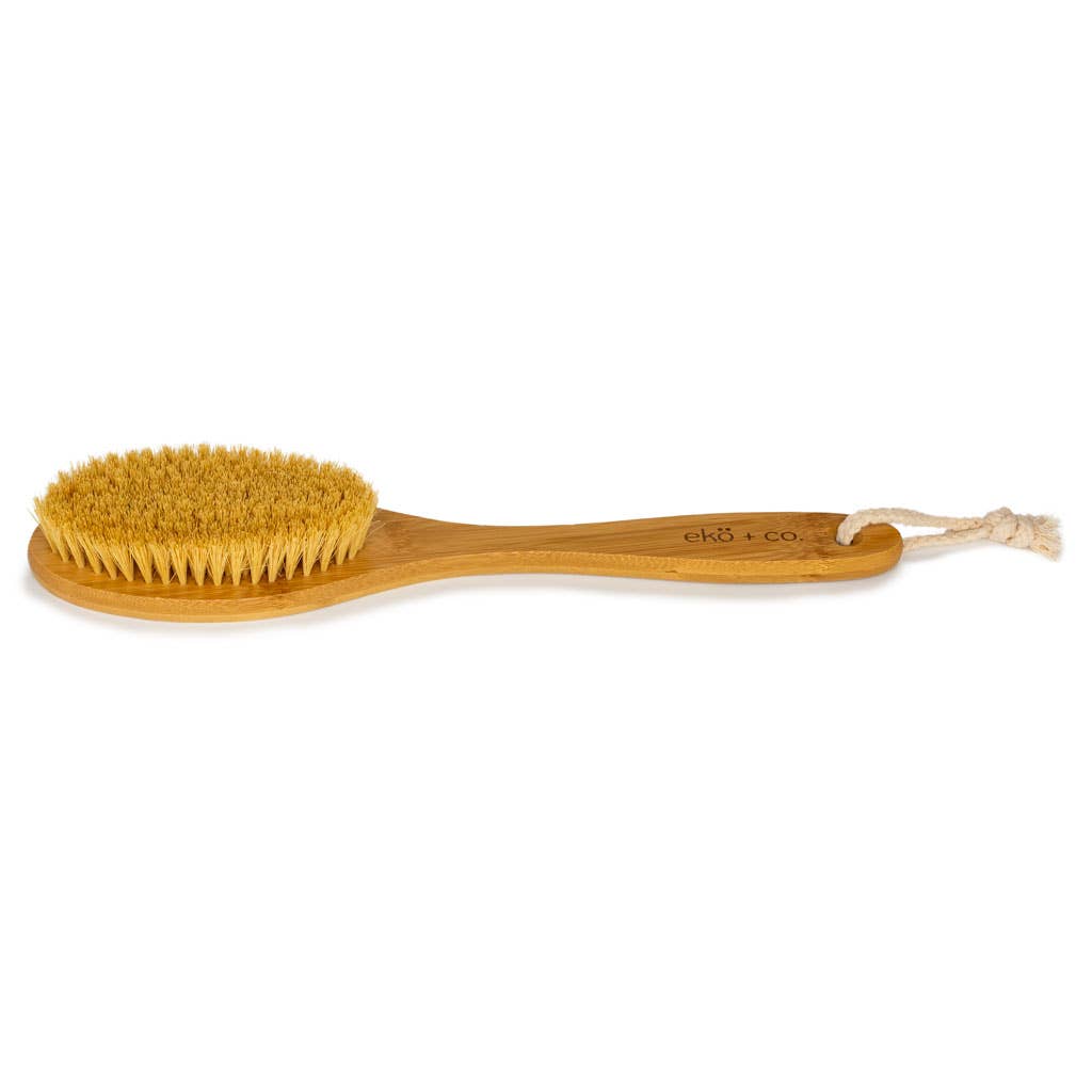 Long handle wooden natural sisal dry body brush