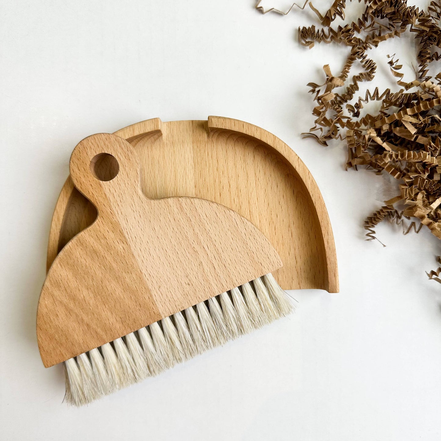 Wooden Mini Broom & Dustpan Set- Natural Bristles