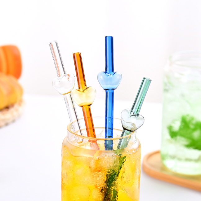 Glass Heart  Straw - Straight