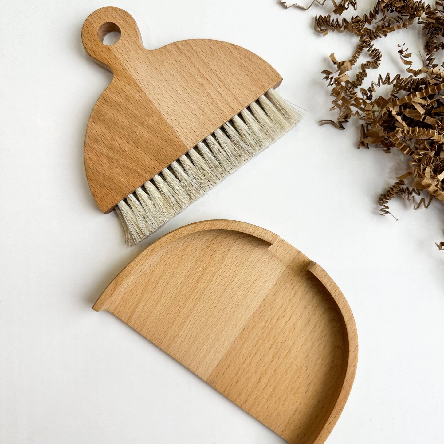 Wooden Mini Broom & Dustpan Set- Natural Bristles