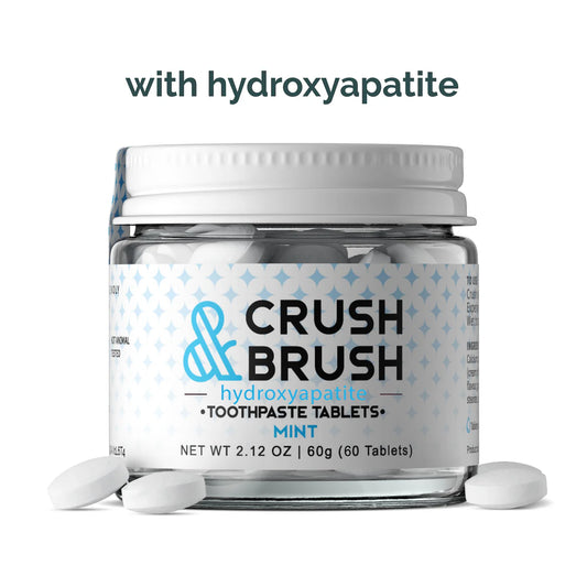Crush & Brush Mint Tablets, with HYDROXYAPETITE 60g Jar (~60 tabs)