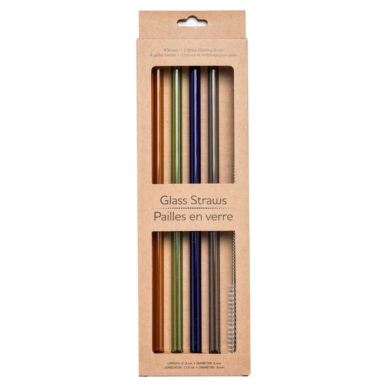 Glass Straws, Pack of 4 with Brush