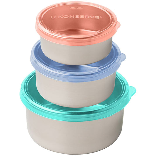 U-Konserve Silicone + Stainless Containers, Set of 3 (Round)