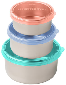 U-Konserve Silicone + Stainless Containers, Set of 3 (Round)