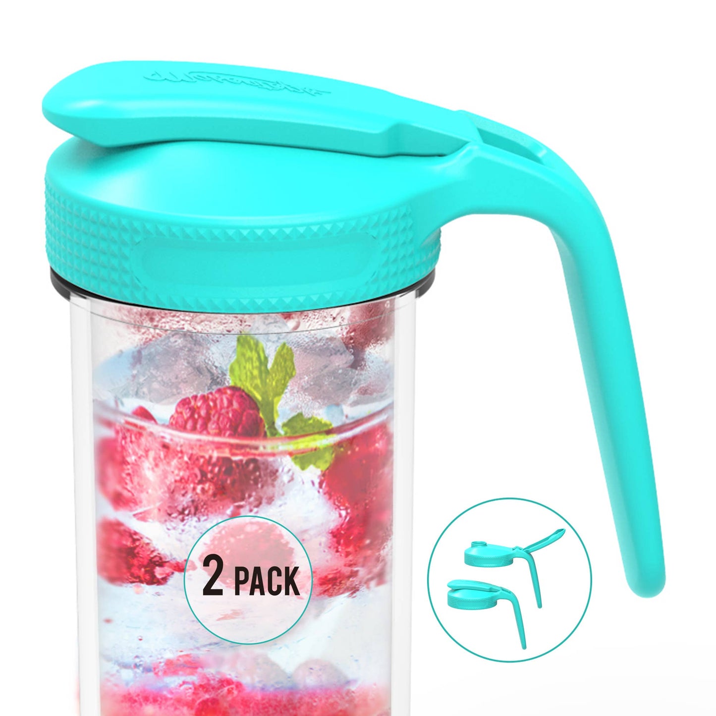 Multi Top Flip Cap Pitcher Lid with Handle, 2-Pack