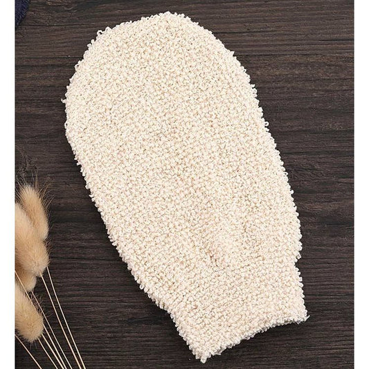 Bath hemp fiber body exfoliating scrubber glove: Beige