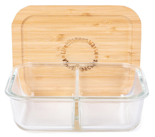 Divided Glass Lunch Container - Large, 2 Compartment
