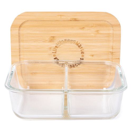 Divided Glass Lunch Container - Large, 2 Compartment