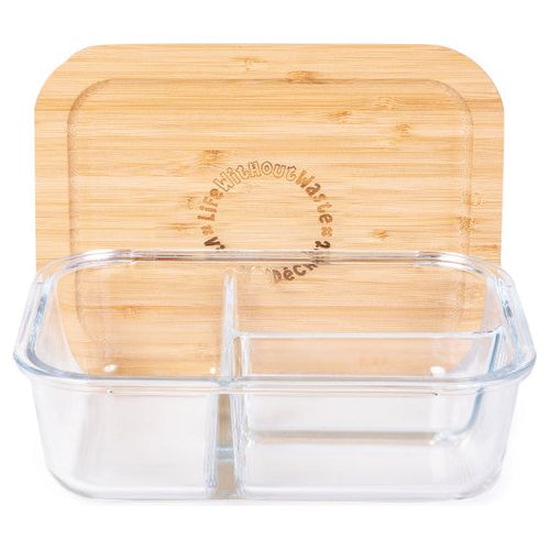 Divided Glass Lunch Container- Large, 3 Compartment