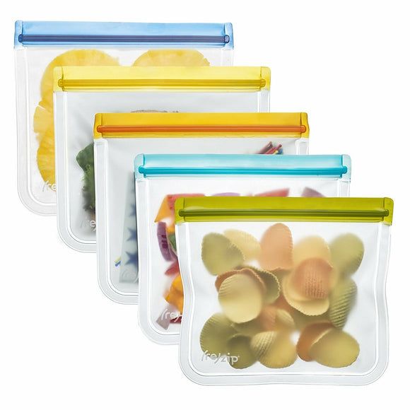 Lay Flat Leakproof Reusable Lunch Storage Bags (5-Pack)
