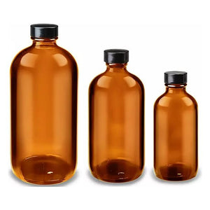 Amber Glass Boston Round Bottle
