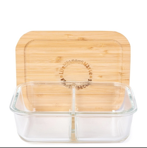 Divided Glass Lunch Container - Small, 2 Compartment