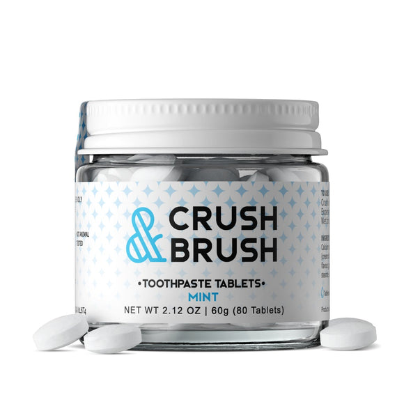 Crush & Brush Mint Tablets, 60g Jar (~80 tabs)