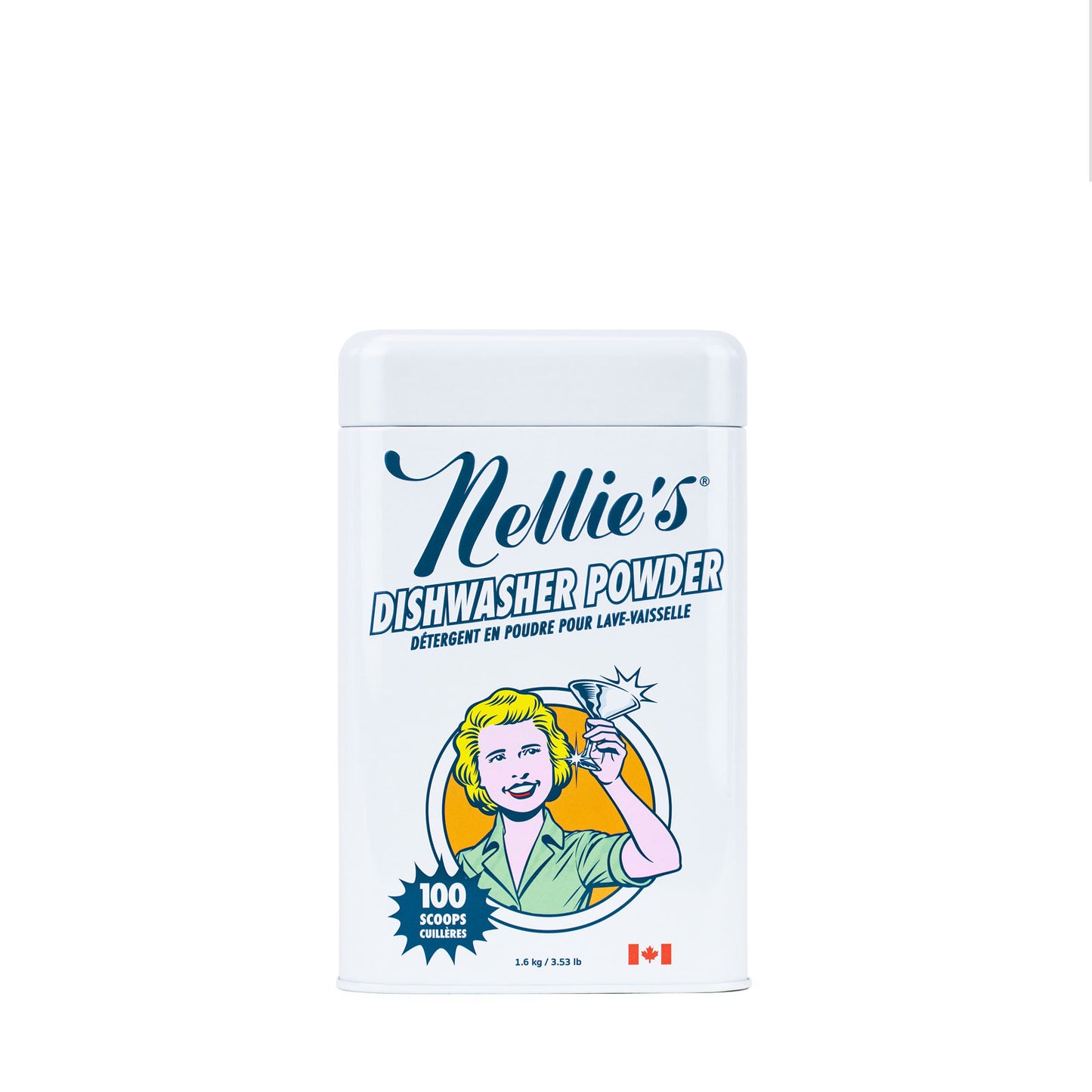 Nellie's Dishwasher Powder, 100 scoop Tin- Refillable
