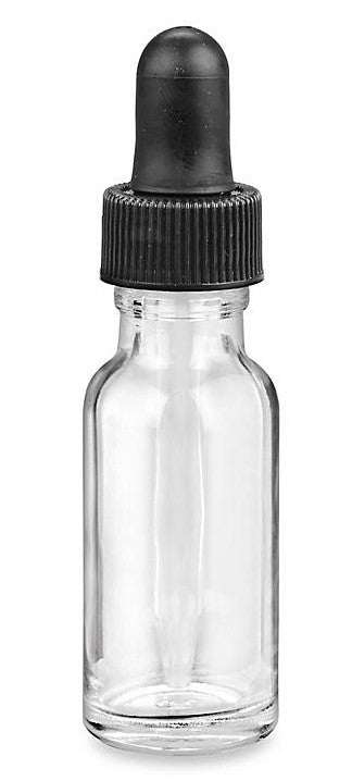 2 oz Clear Glass Bottle with 60 ml Black Glass Tube Dropper