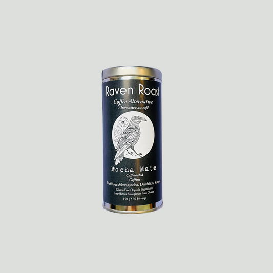 Raven Roast Mocha Mate (caffeinated), 150g Tin- Refillable