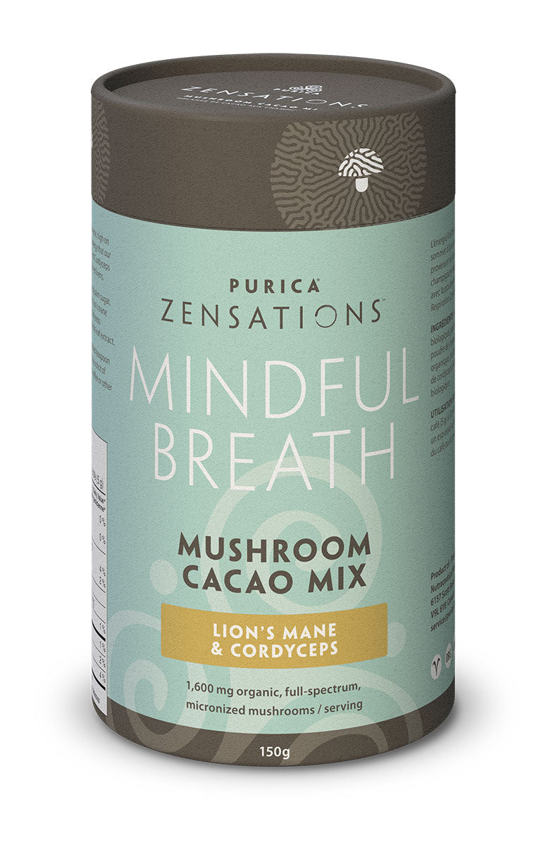 PURICA Zensations Mindful Breath Lion's Mane & Cordyceps Mushroom Cacao Mix
