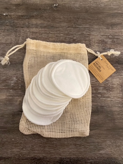 Reusable Organic Cotton Facial Rounds with Laundry Bag