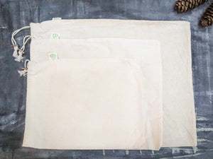Set of 3 Organic Cotton Muslin Bags